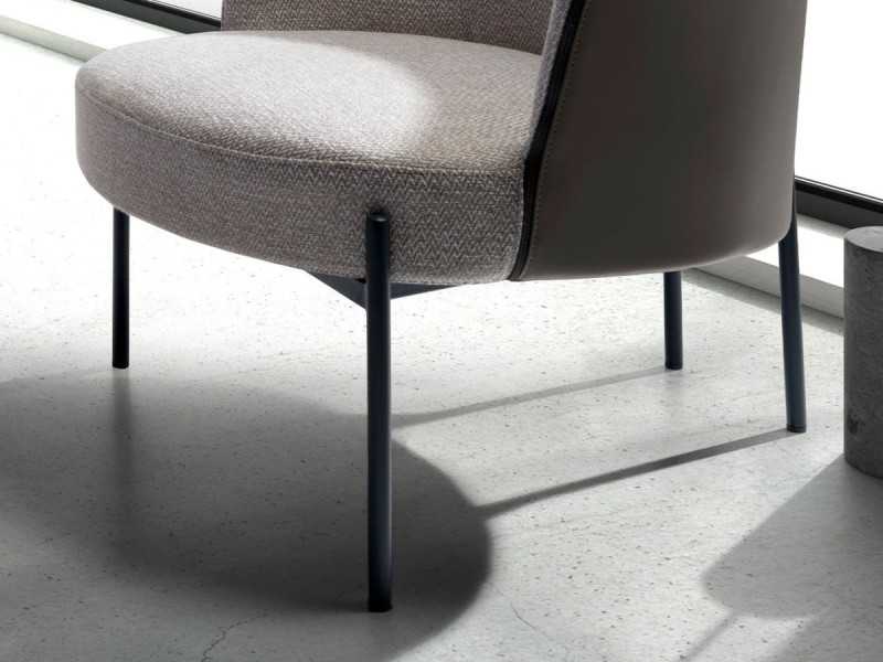 Sillón de diseño tapizado con estructura en acero inoxidable negro - MATTIA