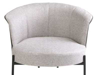 Designer armchair upholstered with a black stainless steel frame - MATTIA