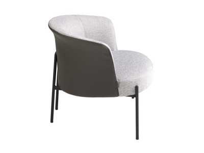 Designer armchair upholstered with a black stainless steel frame - MATTIA