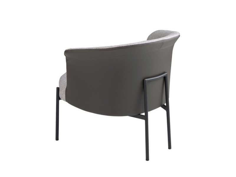 Designer armchair upholstered with a black stainless steel frame - MATTIA