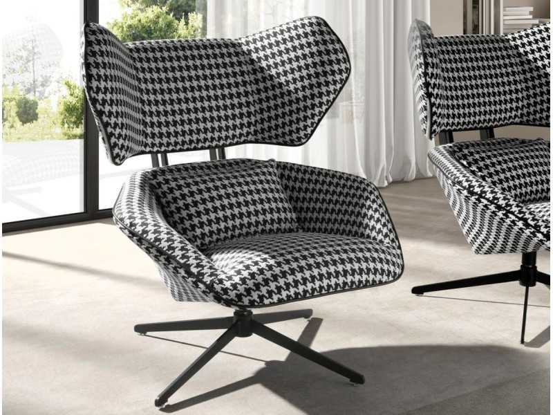 Modern design swivel armchair with stainless steel base - TAYLOR