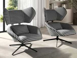 Modern design swivel armchair with stainless steel base - TAYLOR 2
