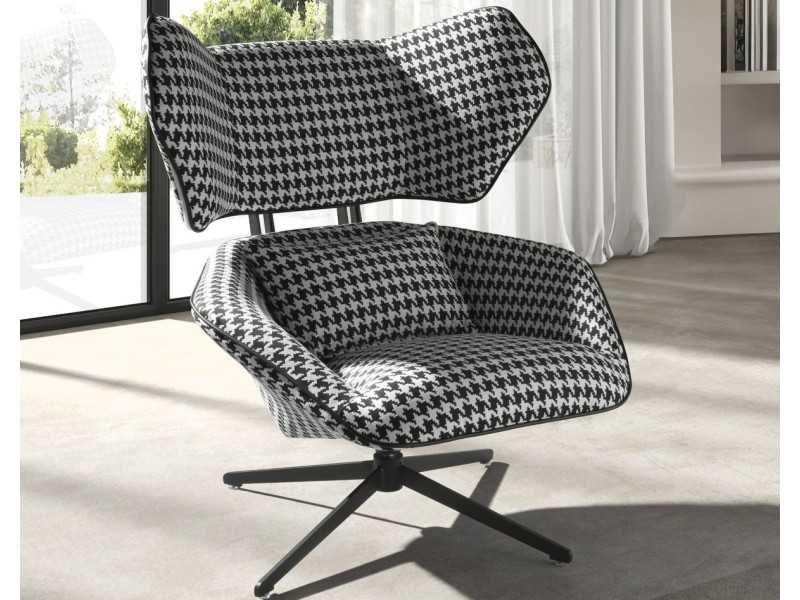 Sillón giratorio de diseño moderno con base de acero inoxidable - TAYLOR