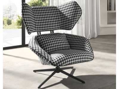 Modern design swivel armchair with stainless steel base - TAYLOR