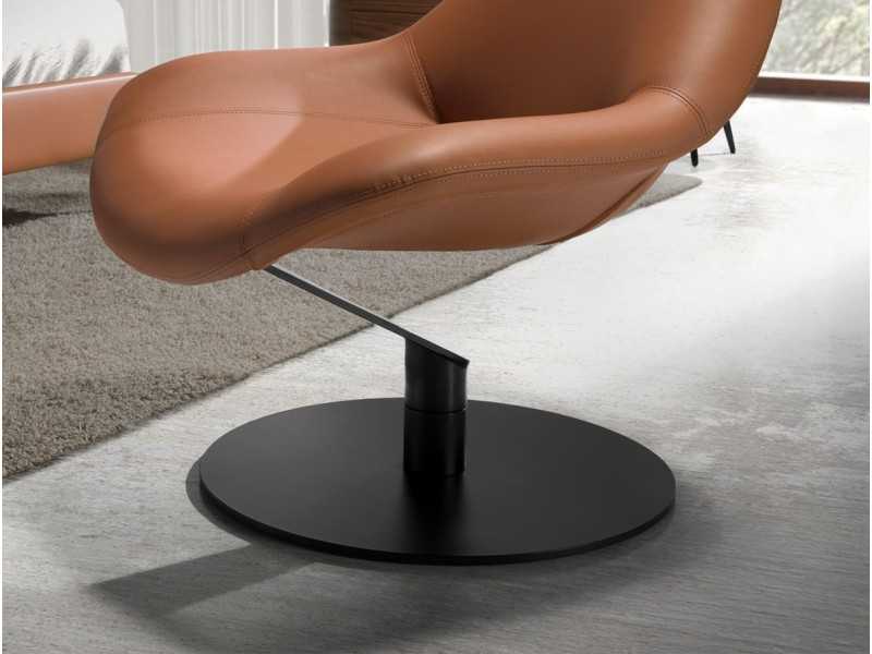 Sillón giratorio con base en acero inoxidable negro mate - VOLARE