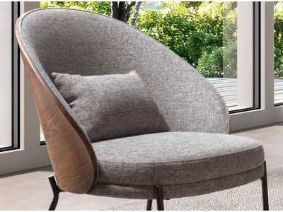 Sillón de diseño moderno con estructura de madera y patas de acero inox - TALLIN