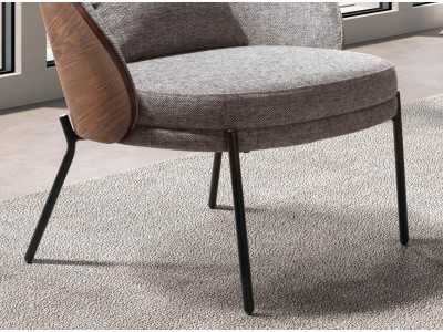 Modern design armchair with wooden frame and stainless steel legs - TALLIN