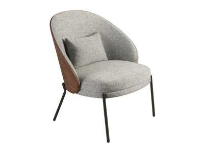 Modern design armchair with wooden frame and stainless steel legs - TALLIN