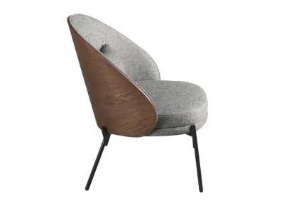 Sillón de diseño moderno con estructura de madera y patas de acero inox - TALLIN