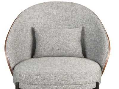 Modern design armchair with wooden frame and stainless steel legs - TALLIN