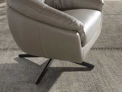 Fauteuil pivotant au design moderne, tapissé de cuir véritable - BARI