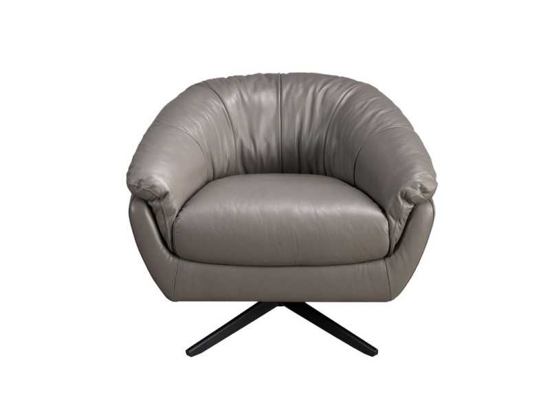 Fauteuil pivotant au design moderne, tapissé de cuir véritable - BARI