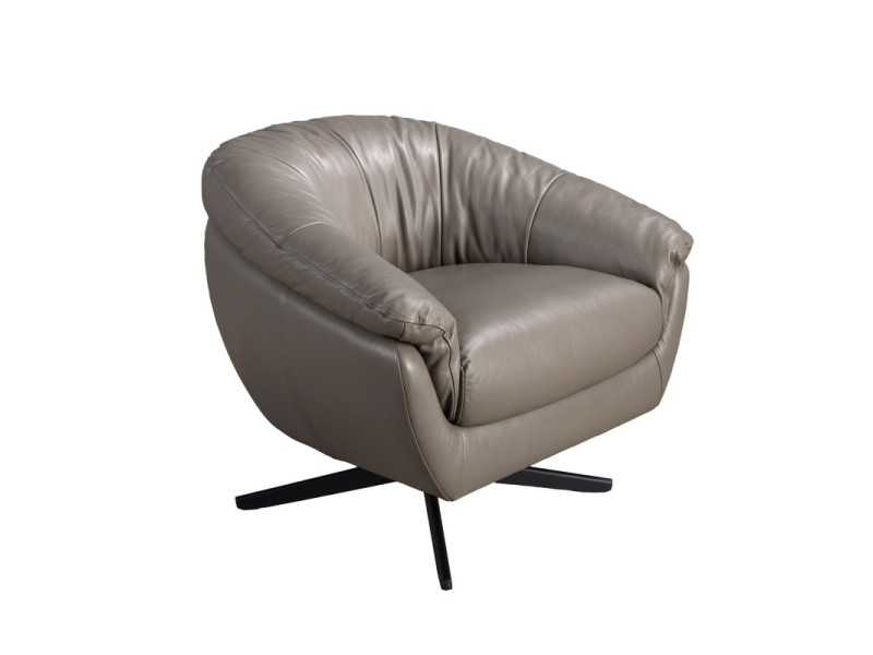 Sillón giratorio de diseño moderno tapizado en piel genuina - BARI
