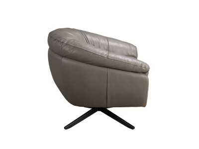 Modern design swivel armchair upholstered in genuine leather - BARI