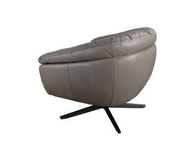 Fauteuil pivotant au design moderne, tapissé de cuir véritable - BARI