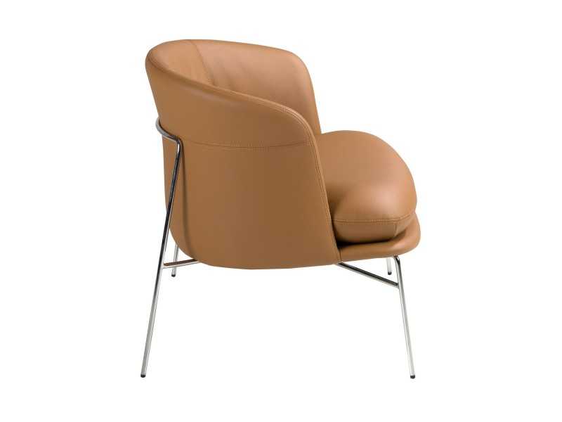 Sillón de diseño moderno tapizado en piel genuina con acero inoxidable - AALST