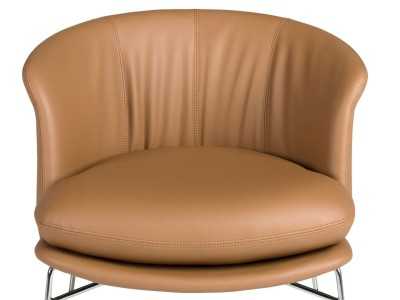 Fauteuil design moderne tapissé de cuir véritable et d'acier inoxydable - AALST