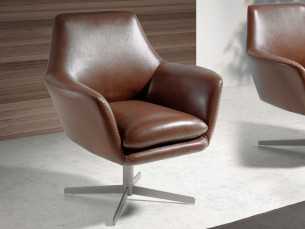 Swivel armchair upholstered in genuine leather - ABABOL