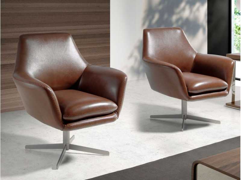 Fauteuil pivotant tapissé de cuir véritable - ABABOL