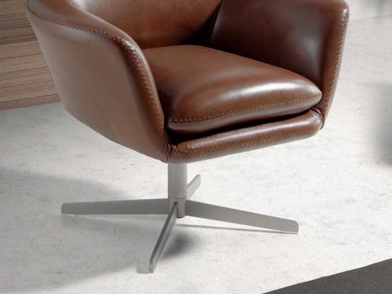 Fauteuil pivotant tapissé de cuir véritable - ABABOL