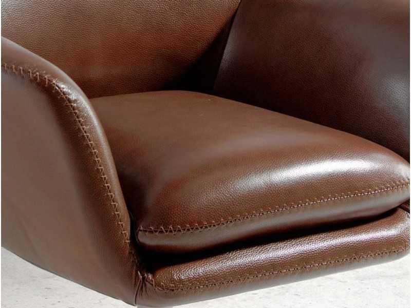 Sillón giratorio tapizado en piel genuina - ABABOL