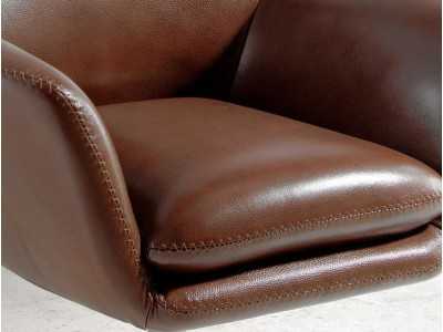 Swivel armchair upholstered in genuine leather - ABABOL