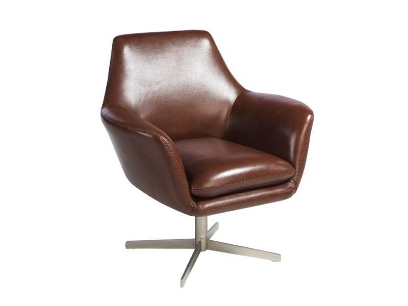 Fauteuil pivotant tapissé de cuir véritable - ABABOL