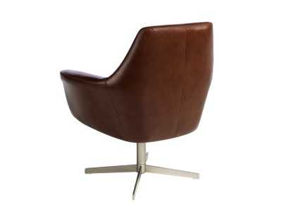 Swivel armchair upholstered in genuine leather - ABABOL