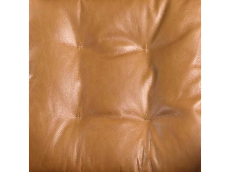 Fauteuil tapissé de cuir véritable avec un piètement en acier inoxydable - NORVAN