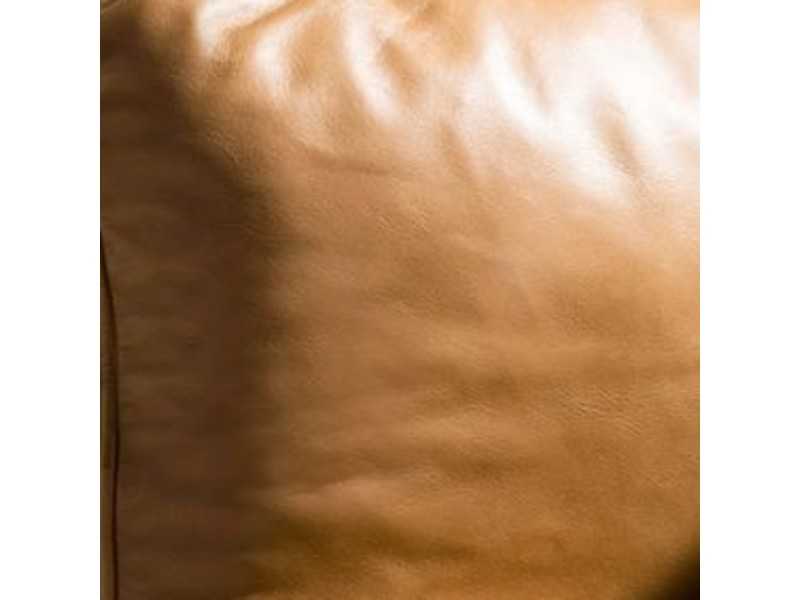 Armchair upholstered in genuine leather with a stainless steel base - NORVAN