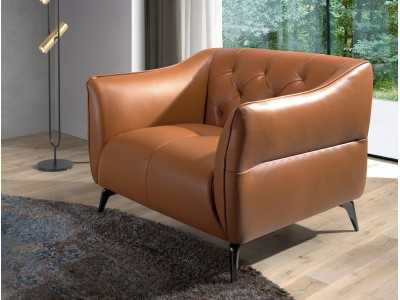 Sillón tipo chester de diseño moderno tapizado en piel genuina - BATH