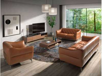 Sillón tipo chester de diseño moderno tapizado en piel genuina - BATH