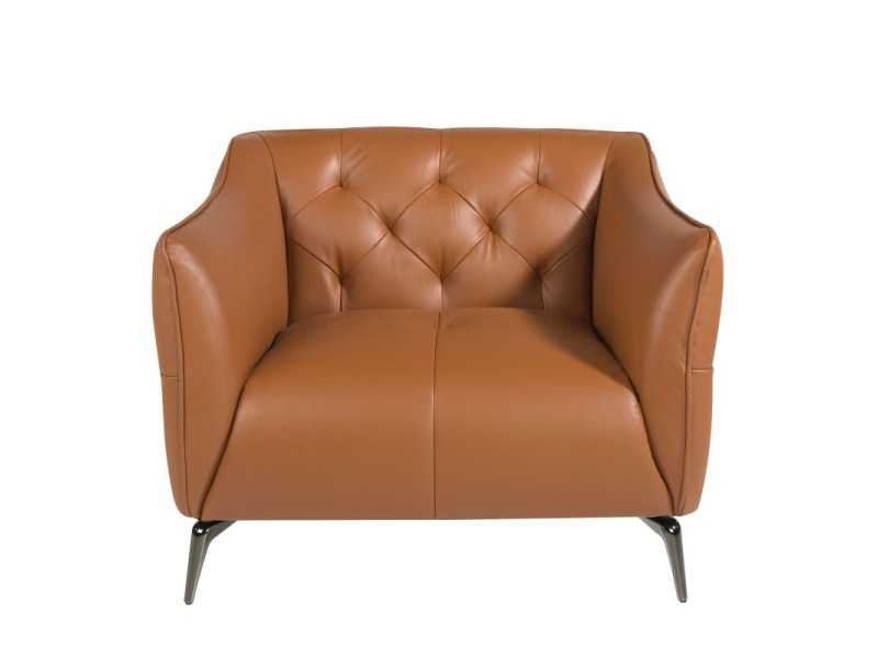 Sillón tipo chester de diseño moderno tapizado en piel genuina - BATH