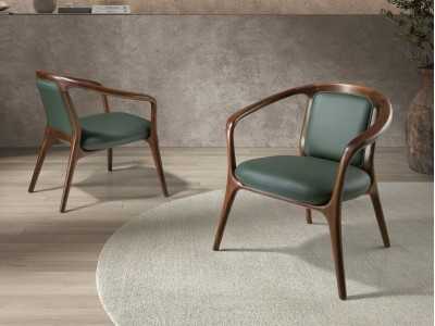 Modern design chair upholstered in synthetic leather - ABELLO