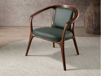 Modern design chair upholstered in synthetic leather - ABELLO