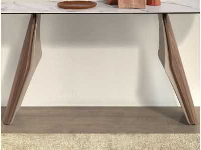 Modern design console table with wood, stainless steel and porcelain marble top - AALS