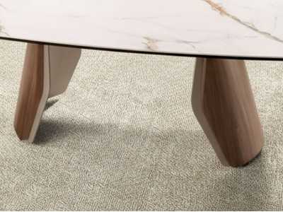 Modern design coffee table with wood, stainless steel and porcelain marble top - AALS