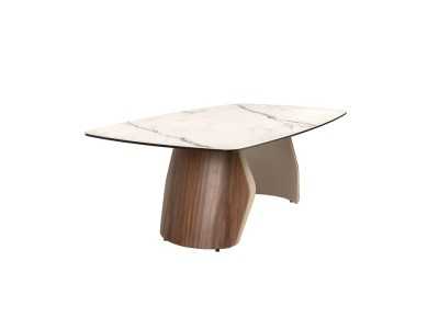 Table basse au design moderne avec bois, acier inoxydable et plateau en marbre de porcelaine - AALS