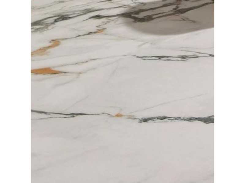 Table basse au design moderne avec bois, acier inoxydable et plateau en marbre de porcelaine - AALS