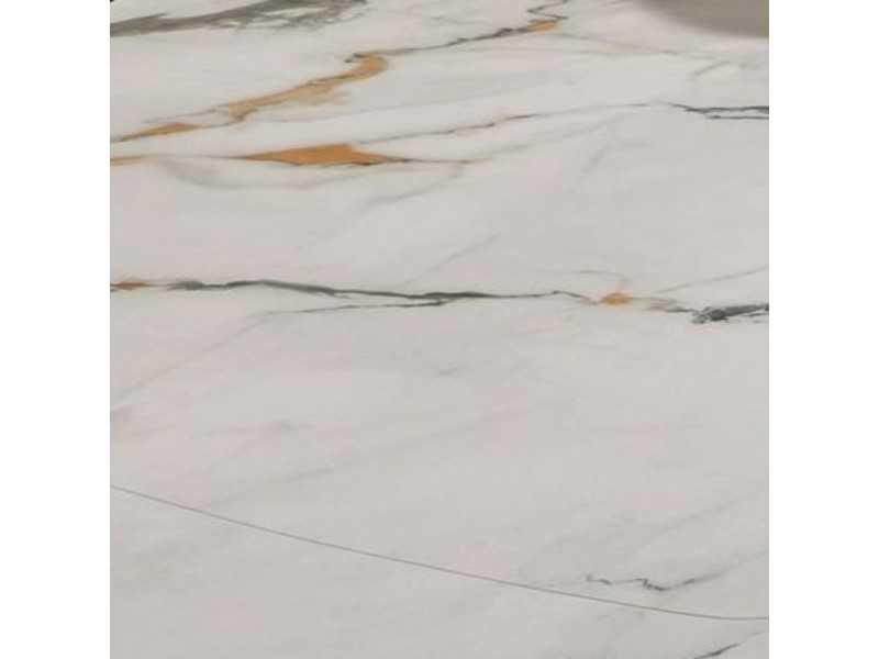 Modern design extendable dining table with wood, stainless steel and porcelain marble top - AALS