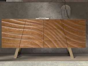 Buffet design en bois et acier inoxydable - ABDIEL