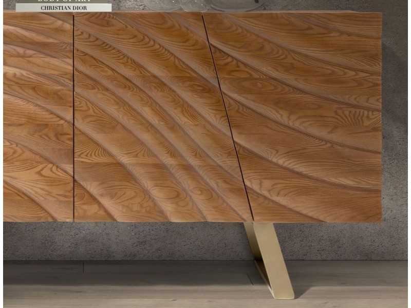 Designer sideboard in wood and stainless steel - ABDIEL