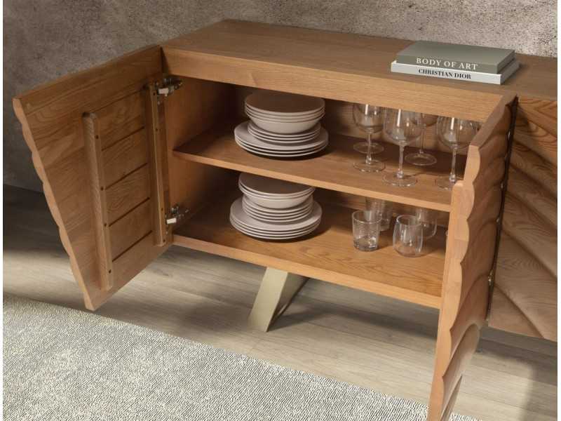 Buffet design en bois et acier inoxydable - ABDIEL
