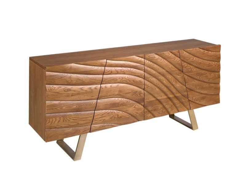 Designer sideboard in wood and stainless steel - ABDIEL