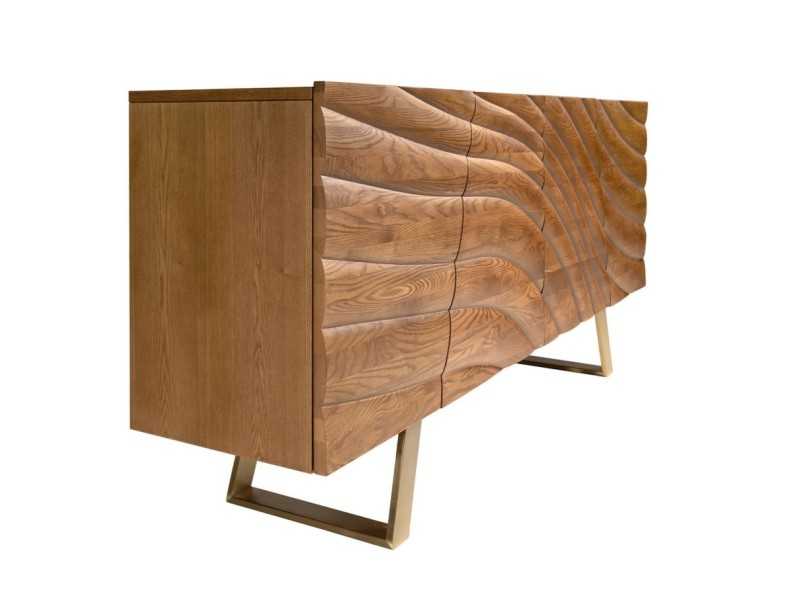 Designer sideboard in wood and stainless steel - ABDIEL