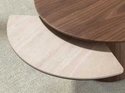 Mesa de centro redonda extensible de madera con mármol porcelánico - ABELLO