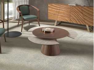 Table basse ronde extensible en bois avec plateau en marbre porcelaine - ABELLO 2