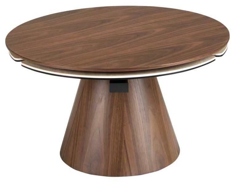 Table basse ronde extensible en bois avec plateau en marbre porcelaine - ABELLO