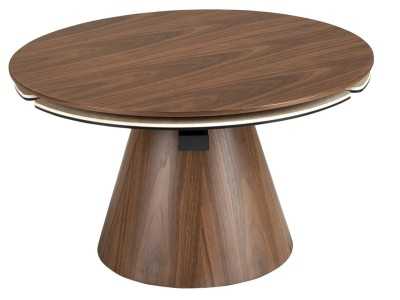 Table basse ronde extensible en bois avec plateau en marbre porcelaine - ABELLO