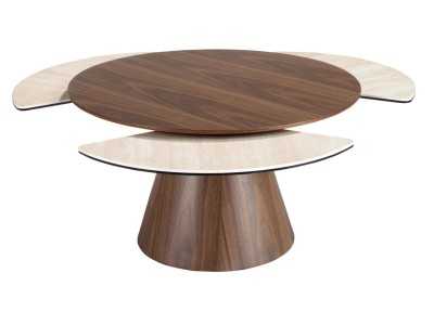 Table basse ronde extensible en bois avec plateau en marbre porcelaine - ABELLO